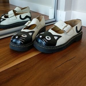 TUK black cat leather Mary Jane / creeper